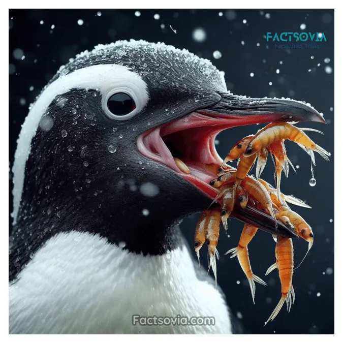 penguin eating krills